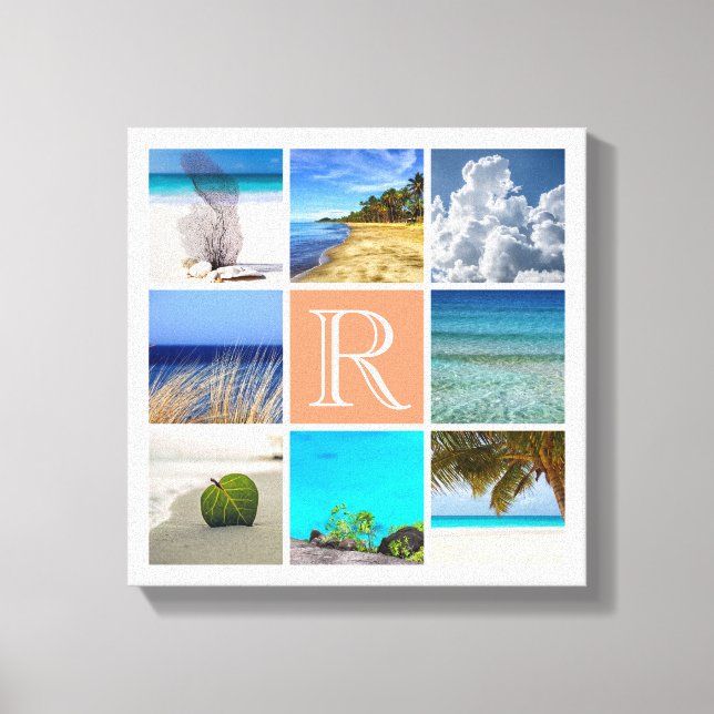 Your Photos Collage Template With Monogram Canvas Print (Front)