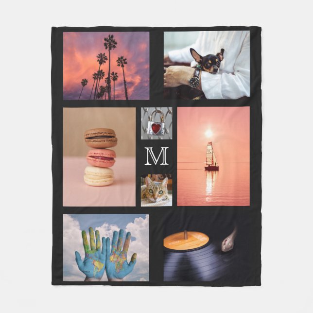 YOUR PHOTOS custom collage template fleece blanket (Front)