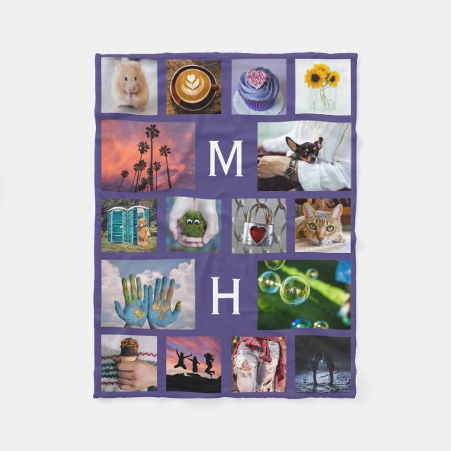 YOUR PHOTOS custom collage template fleece blanket (Front)