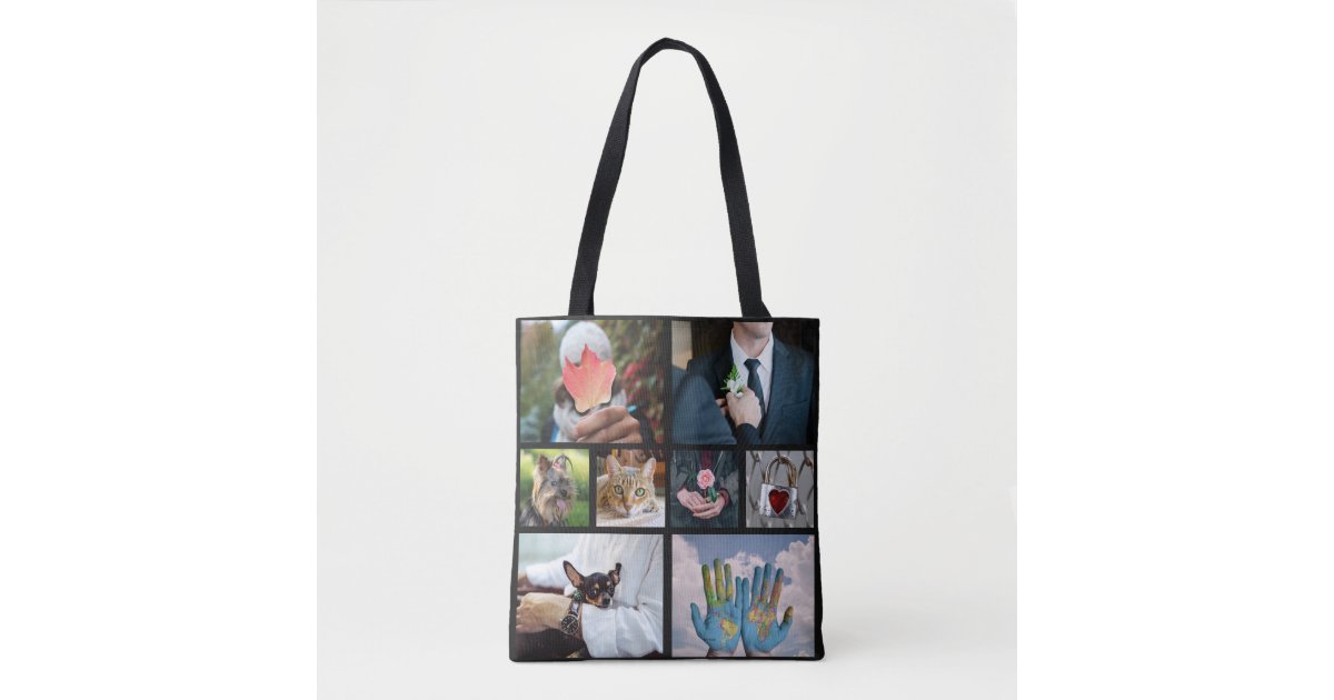 YOUR PHOTOS custom collage template tote bags | 0