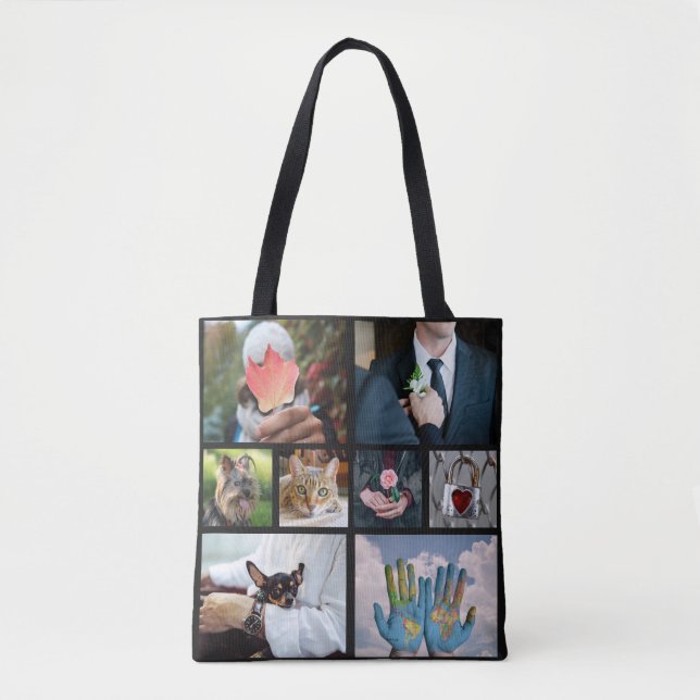 YOUR PHOTOS custom collage template tote bags (Front)