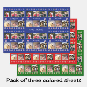 Your photos custom text christmas wrapping paper sheet