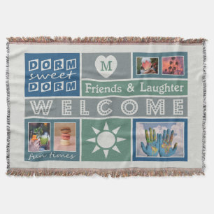 YOUR PHOTOS & MONOGRAM dorm room throw blanket