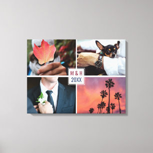 YOUR PHOTOS, MONOGRAM & YEAR custom canvas print
