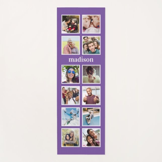 YOUR photos, name & colour yoga mat (Front)