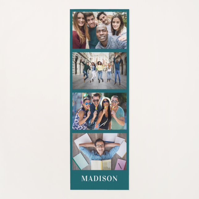 YOUR photos, name & colour yoga mat (Front)