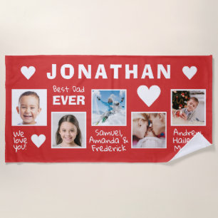 YOUR photos & names BEST DAD beach towel