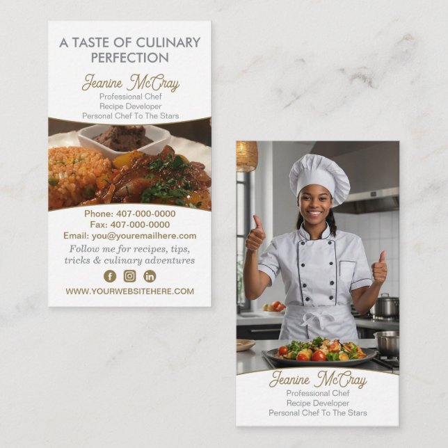 Your Photos Restaurant Chef Catering Services Business Card (Front/Back)