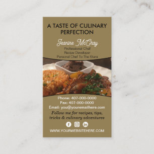 Your Photos Restaurant Chef Catering Services Business Card