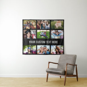 YOUR PHOTOS, TEXT & COLOR custom tapestry
