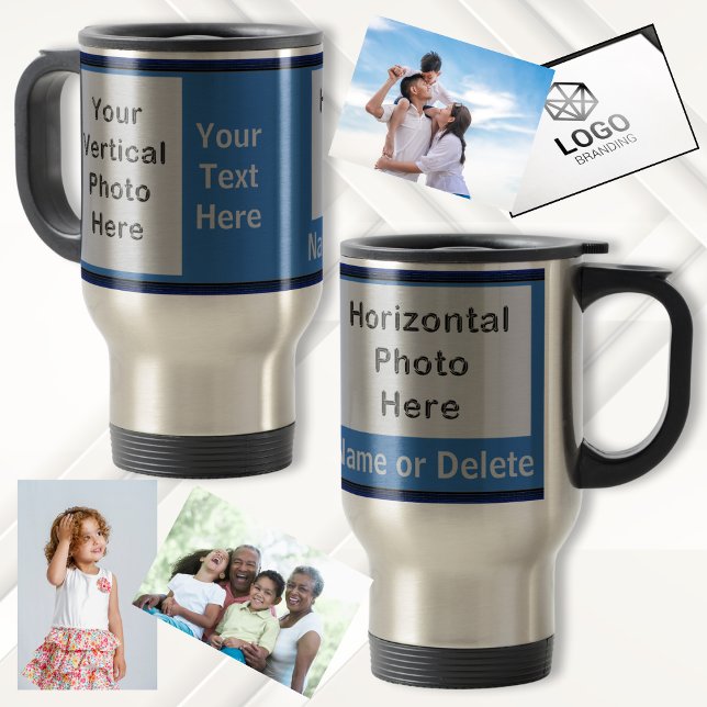 Your PHOTOS, TEXT, COLORS Personalised Travel Mugs (Business Logo Mugs. Promotional Mugs. Photo Travel Mugs. Mugs with Picture on Them. Grandparents Mom)