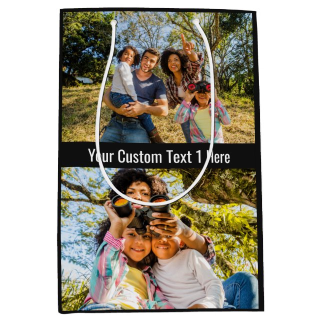 YOUR Photos, Text & Colour medium gift bag (Front)