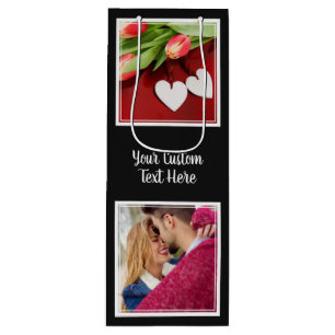 YOUR Photos, Text & Colour wine gift bag