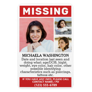YOUR Photos & Text "MISSING" Magnet