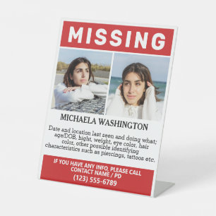 YOUR Photos & Text "MISSING" Pedestal Sign