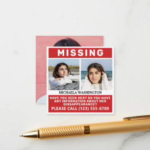 YOUR Photos & Text "MISSING PERSON" Enclosure Card