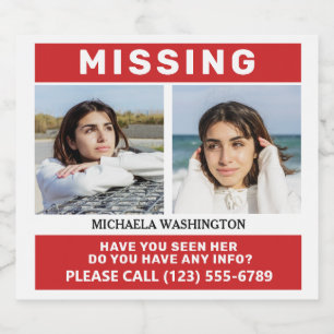 YOUR Photos & Text "MISSING PERSON" label set
