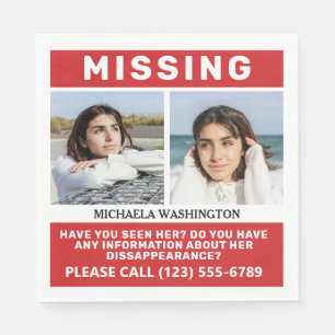 YOUR Photos & Text "MISSING PERSON" Napkin
