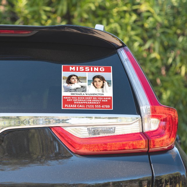 YOUR photos & text "MISSING" sticker (Car Side)