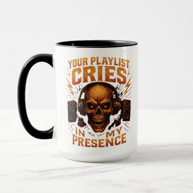 Your Playlist Cries Skull Headphone Music Mug (Left)
