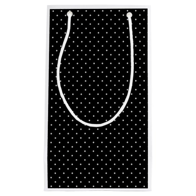 Your Polka Dots Colour on Black Click Customise Small Gift Bag (Front)