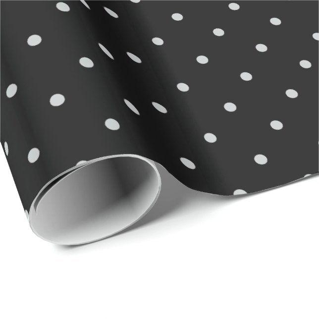 Your Polka Dots Colour on Black Click Customise Wrapping Paper (Roll Corner)