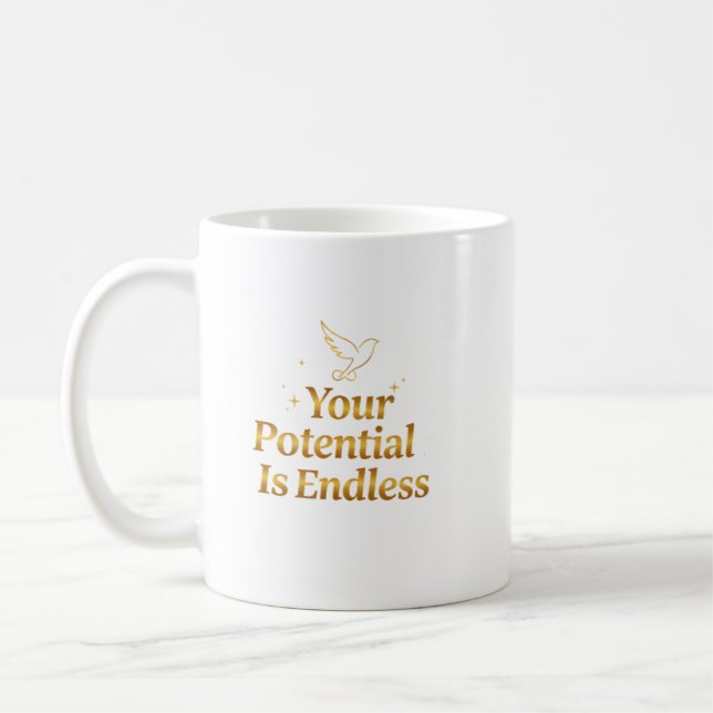 Your Potential Is Endless Dove Gold Motivation Coffee Mug (Left)
