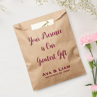 Your Presence is Our Greatest Gift Favour Bags