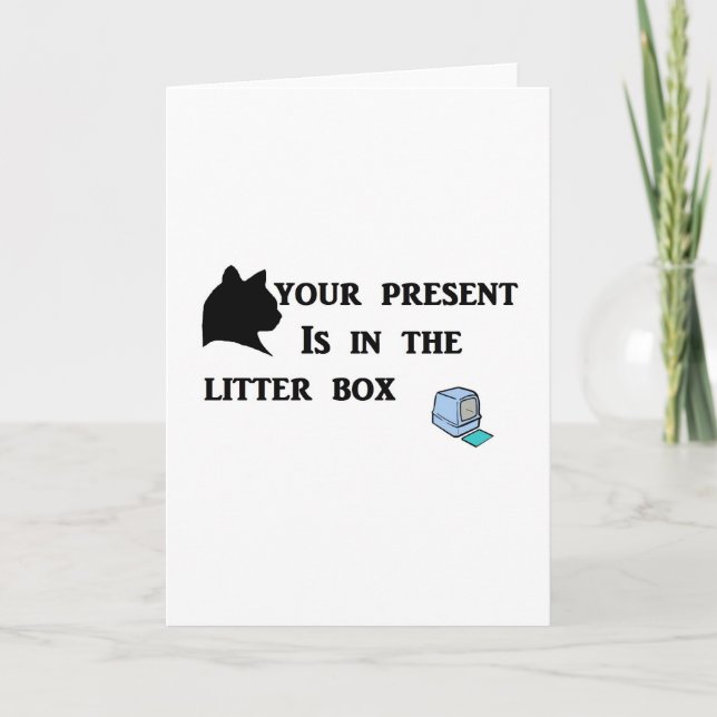 Your Present Is In The Litter Box Holiday Card (Front)