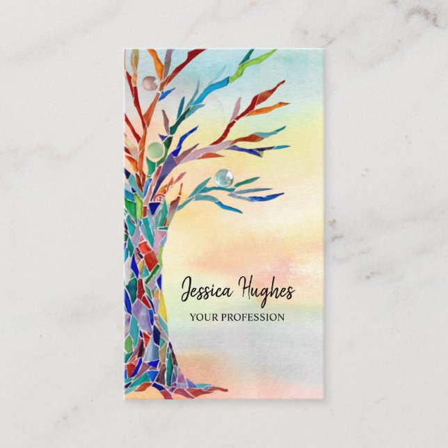 Your Profession Colourful Tree Business Card (Front)