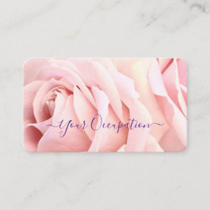 Your Profession, Pale Pink Roses Royal Purple Text Business Card
