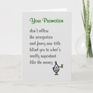 Your Promotion - a funny Congratulations Poem Card