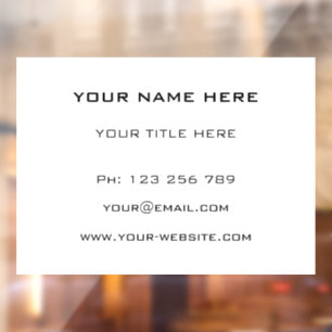 Your Promotional Business Name Info Window Cling