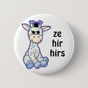 YOUR PRONOUNS Cute Genderfaun Pride Flag Giraffe 6 Cm Round Badge