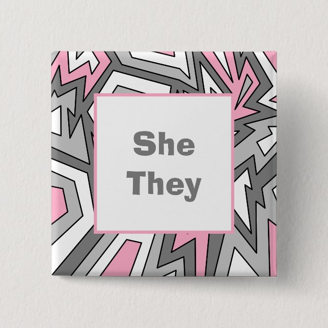 YOUR PRONOUNS! Demigirl Pride Modern Geometric Art 15 Cm Square Badge (Front)