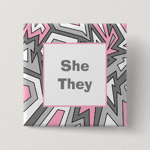 YOUR PRONOUNS! Demigirl Pride Modern Geometric Art 15 Cm Square Badge