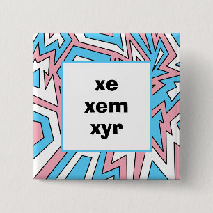 YOUR PRONOUNS Transgender Trans Pride Modern Art 15 Cm Square Badge