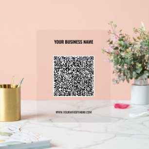 Your QR Code and Custom Text Business Acrylic Sign