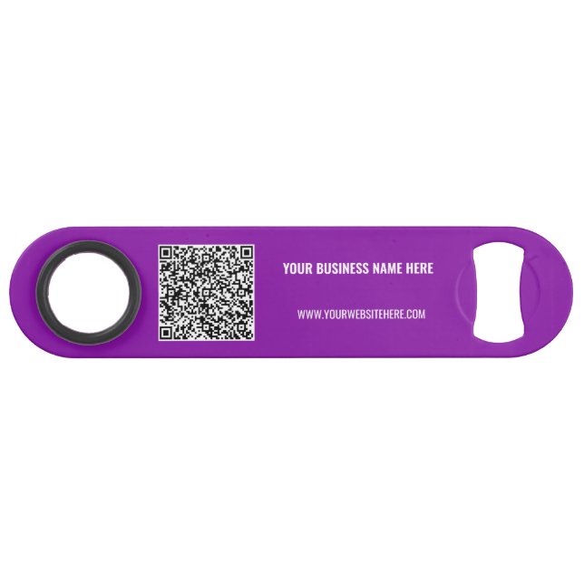 Your QR Code and Custom Text Business Bar Key (Back Horizontal)