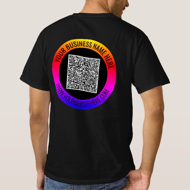 Your QR Code and Custom Text Business T-Shirt (Back)