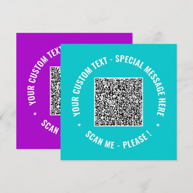 Your QR Code and Custom Text Card Choose Colours (Front/Back)