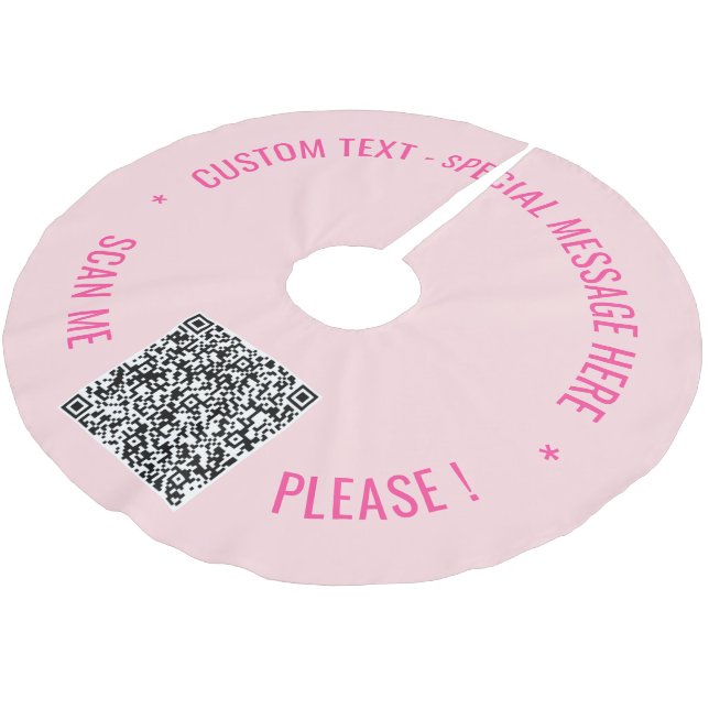 Your QR Code and Custom Text Christmas Tree Skirt (Angled)