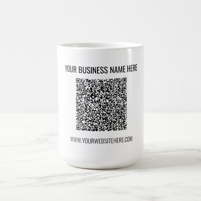 Your QR Code and Custom Text Coffee Mug Gift (Center)