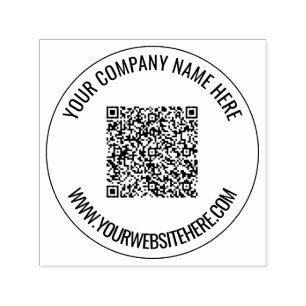 Your QR Code and Custom Text Company Round Stamp