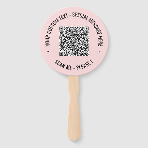 Your QR Code and Custom Text Hand Fan Choose Colou