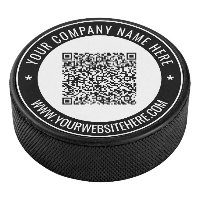 Your QR Code and Custom Text Hockey Puck Gift (3/4)