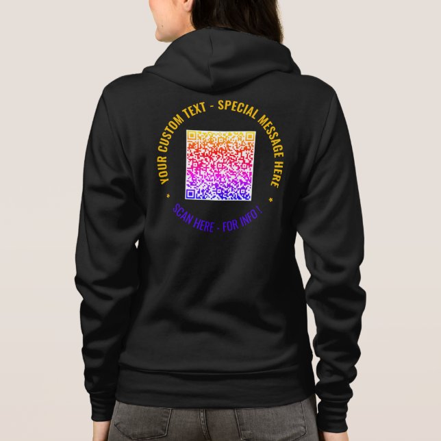 Your QR Code and Custom Text Hoodie Choose Colours (Back)