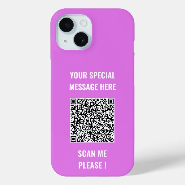 Your QR Code and Custom Text iPhone Case (Back)