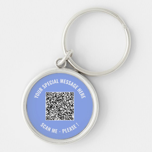 Your QR Code and Custom Text Keychain Choose Color (Front)