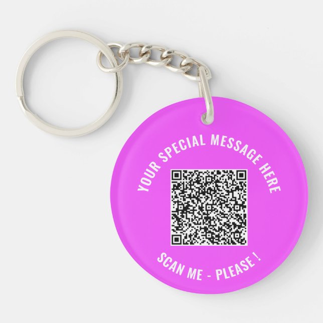 Your QR Code and Custom Text Keychain Example (Front)